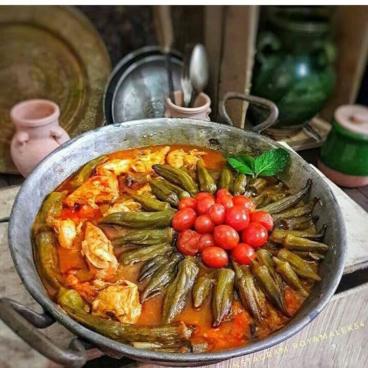 ایده تزئین خورشت بامیه